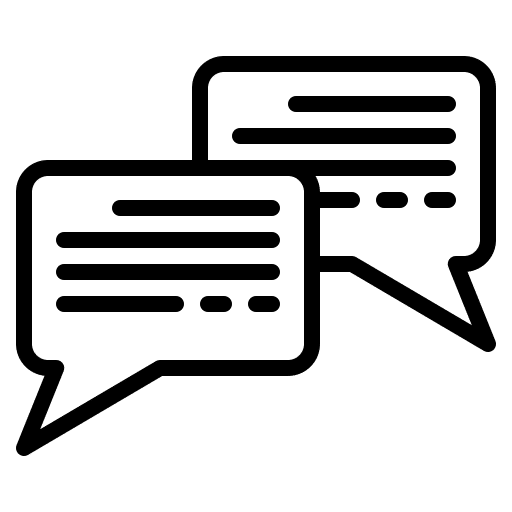 Chat bubble icons representing communication.