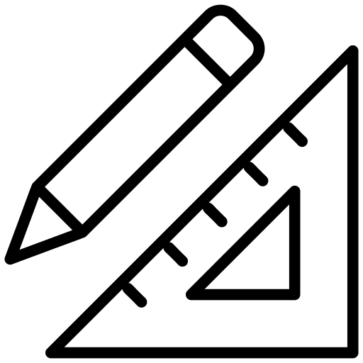 Pencil and triangle ruler icon.